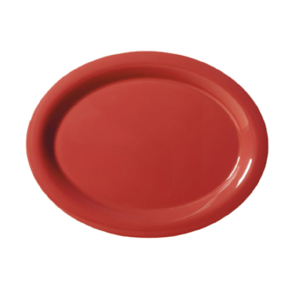 GET Enterprises OP-120-CR 12 Inch Oval Melamine Platter Cranberry with Diamond Harvest