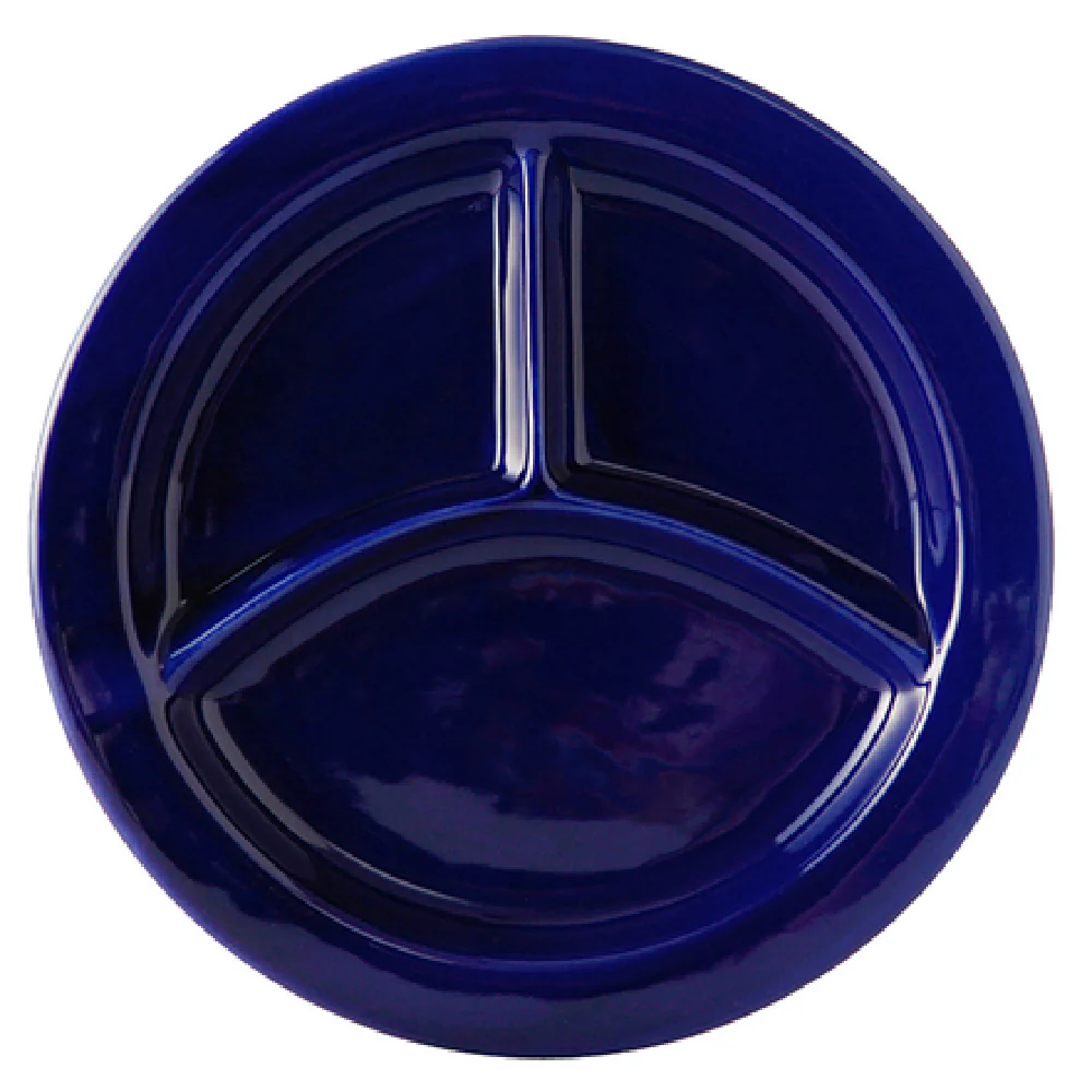 Tuxton BCA-0903 9 Inch Round Plate Ceramic 3 Compartment Lead Free
