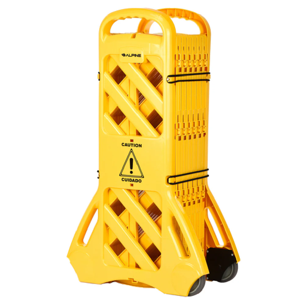 Alpine Industries ALP499-BAR 154 Inch Length Mobile Expandable Safety Barrier Yellow