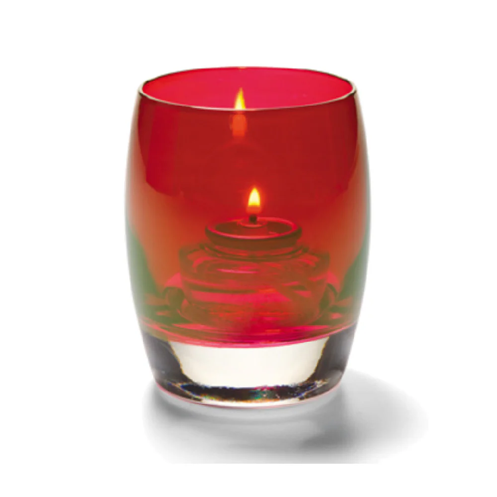 Hollowick 6404R 3 Dia Glass Ruby Lustre Votive with HD8 HD12 HD15 Fuel Cell