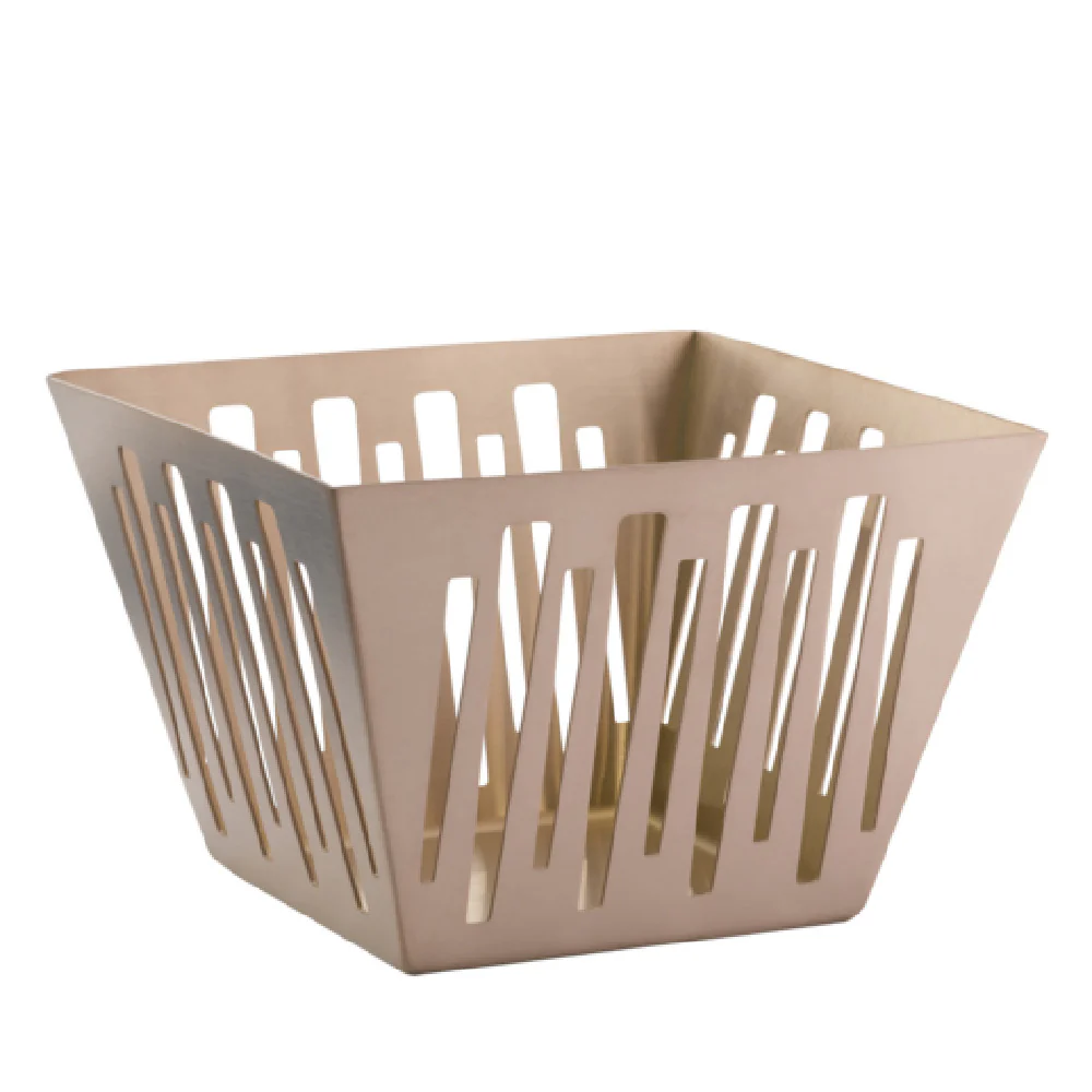 Service Ideas DB-79RG 6.5 Inch Square Bread Basket with Brushed Finish Metal
