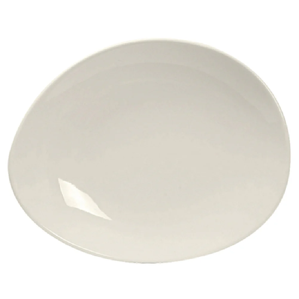 Tuxton AMU-650 8-1/2 Inch Width Ellipse Plate Rolled Edge Ceramic Pearl White