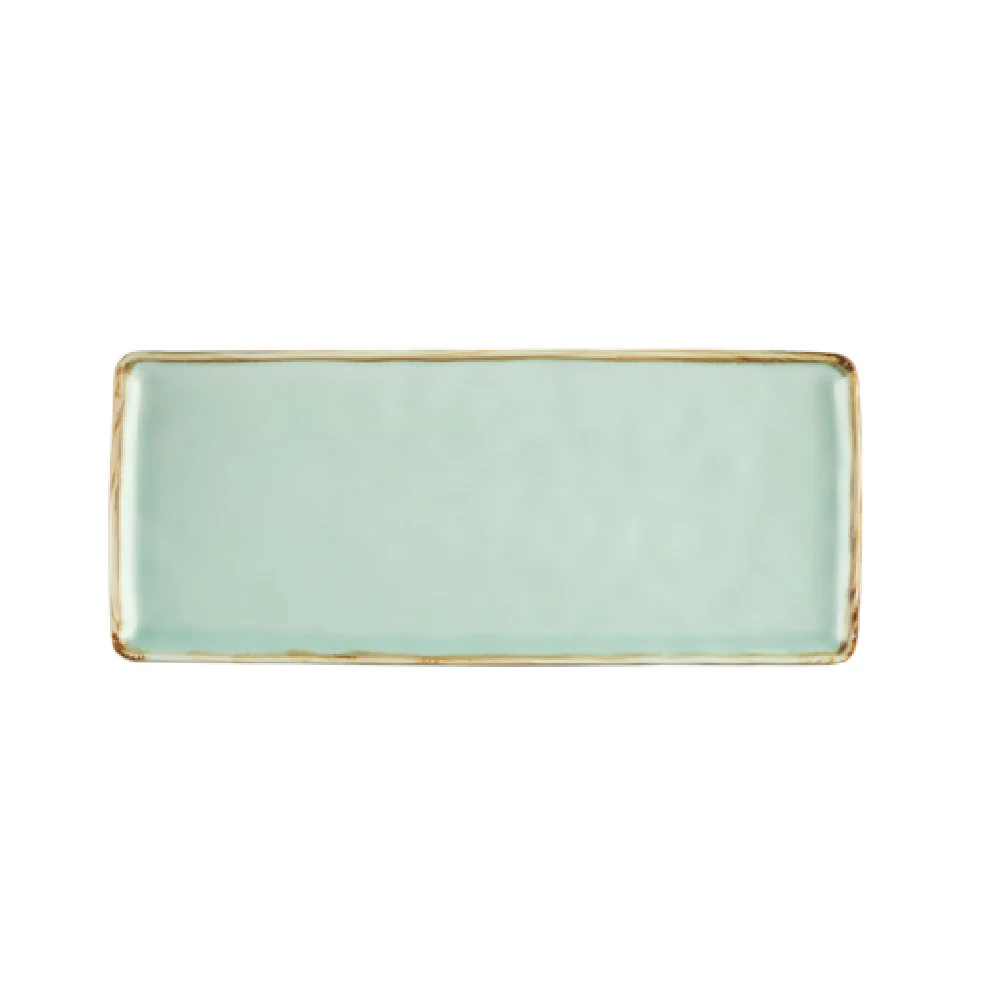 CAC China PMS-RT41-G 14 Inch Rectangular Palm Springs Platter Porcelain Light Green