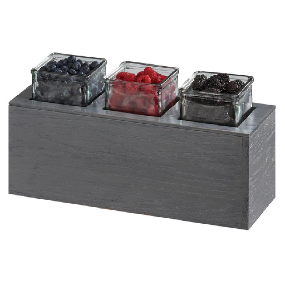 Cal Mil 3836-3-83 15-3/4 Inch Bar Condiment Holder with 3 Glass Jars Ashwood