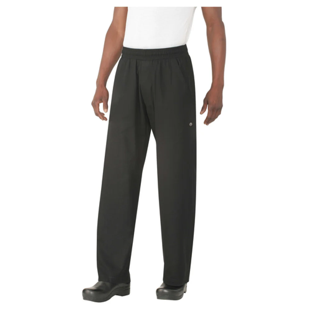 Chef Works BSOLBLKXL XL Baggy Chef's Pants Black Poly/cotton with Pockets