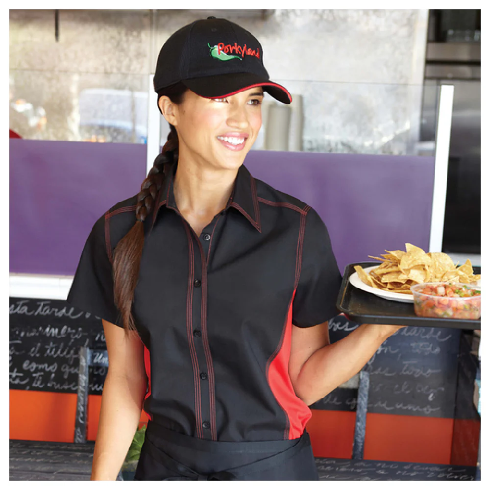 Chef Works CSWC-BLM-XL Women's Universal Shirt Short Sleeve Cool Vent Panels Black