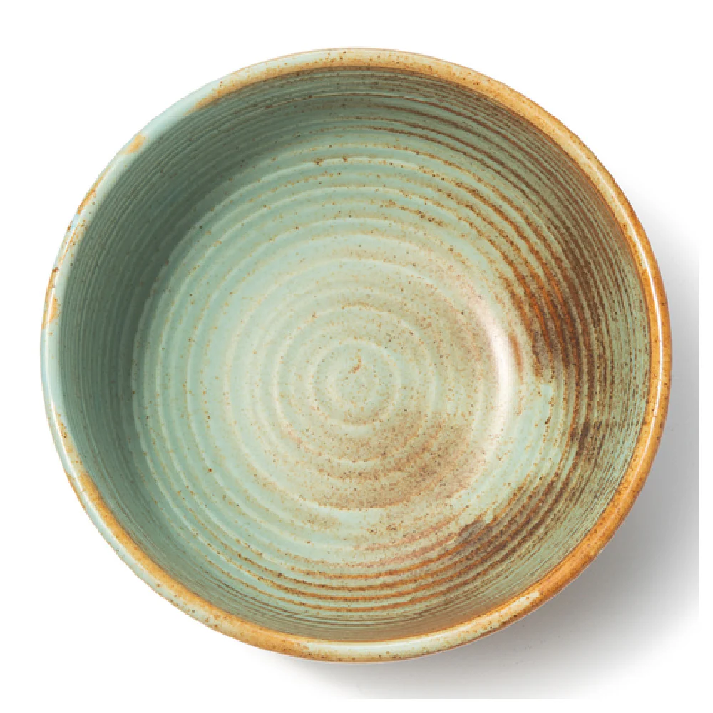 Bon Chef 2600000P 20 Oz Lago Cereal Bowl Round Ceramic Reactive Glaze Teal Copper