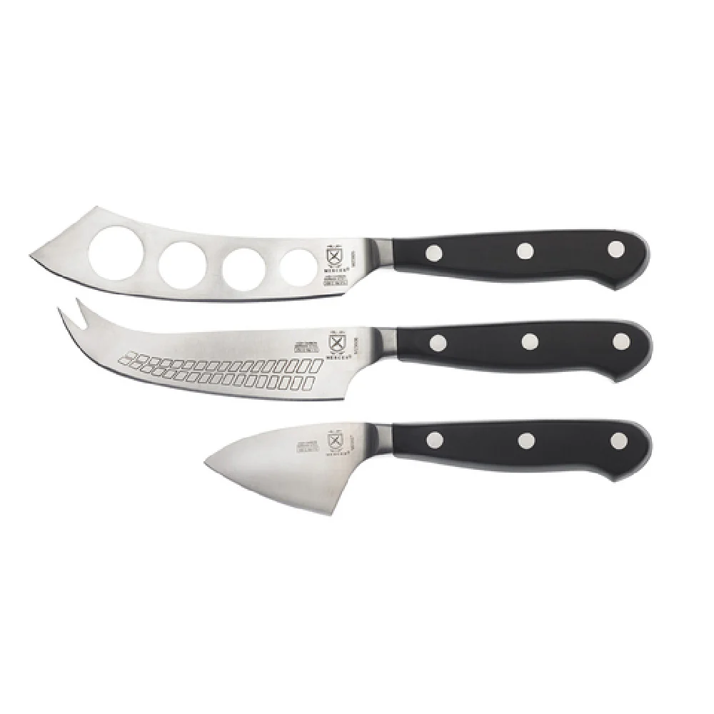 Mercer Culinary M23608 5 Inch and 4 3/4 Inch and 2 3/4 Inch Cheese Knife Set POM Handle