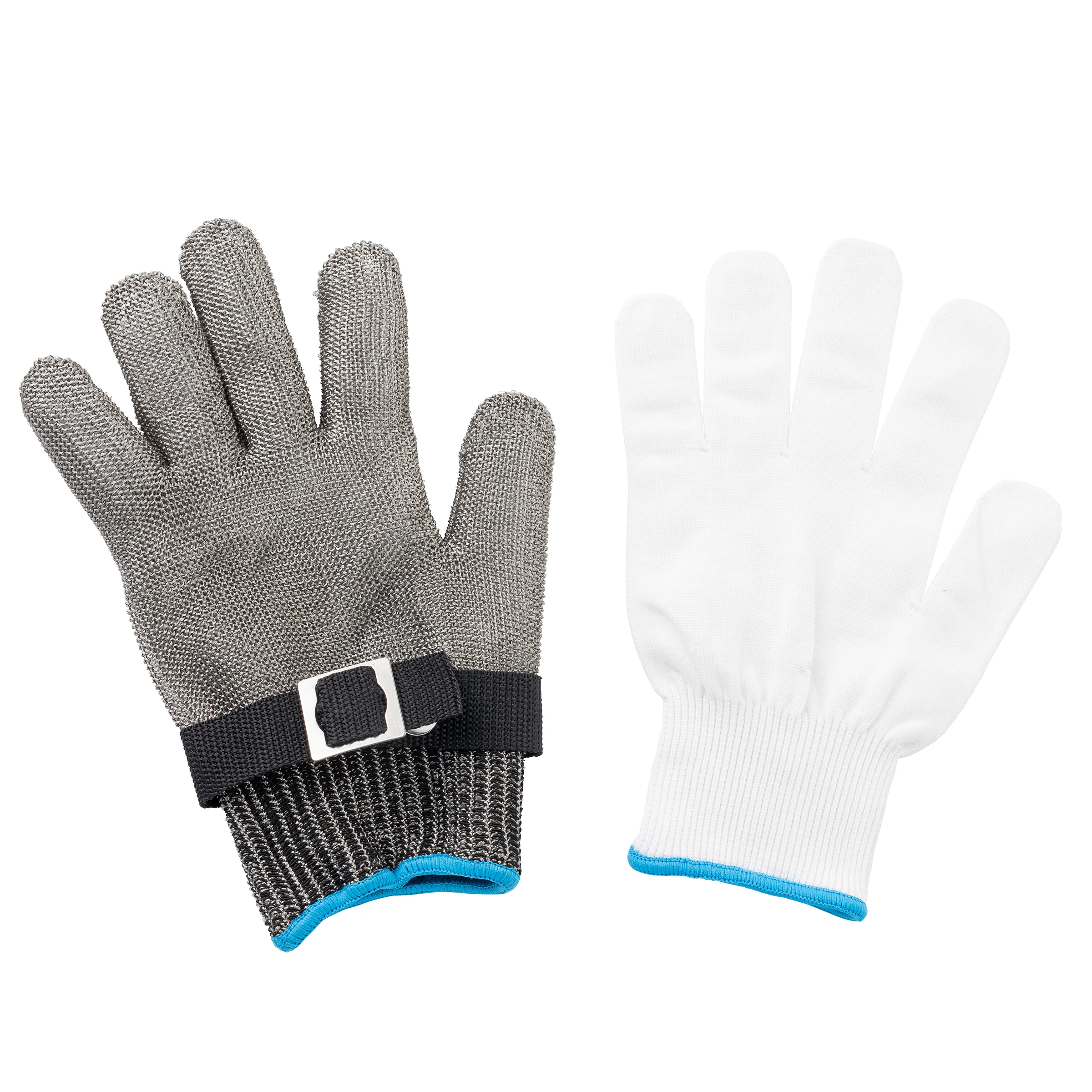 Tablecraft 11739 Large 7-1/4 Inch Cut Resistant Glove Woven Stainless Steel Blue Cuff Tablecraft 11739 Large 7-1/4 Inch Cut Resistant Glove Woven Stainless Steel Blue Cuff