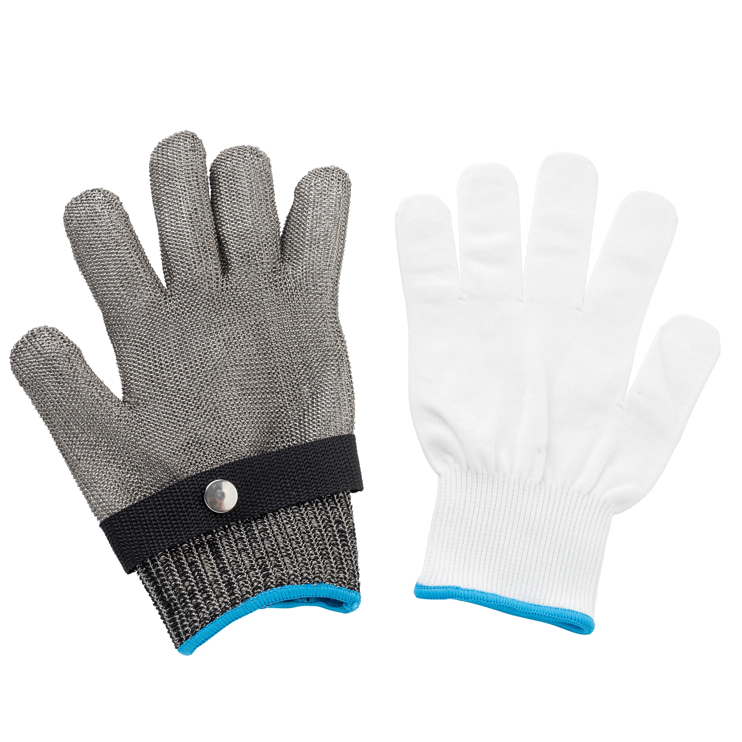 Tablecraft 11739 Large 7-1/4 Inch Cut Resistant Glove Woven Stainless Steel Blue Cuff Tablecraft 11739 Large 7-1/4 Inch Cut Resistant Glove Woven Stainless Steel Blue Cuff