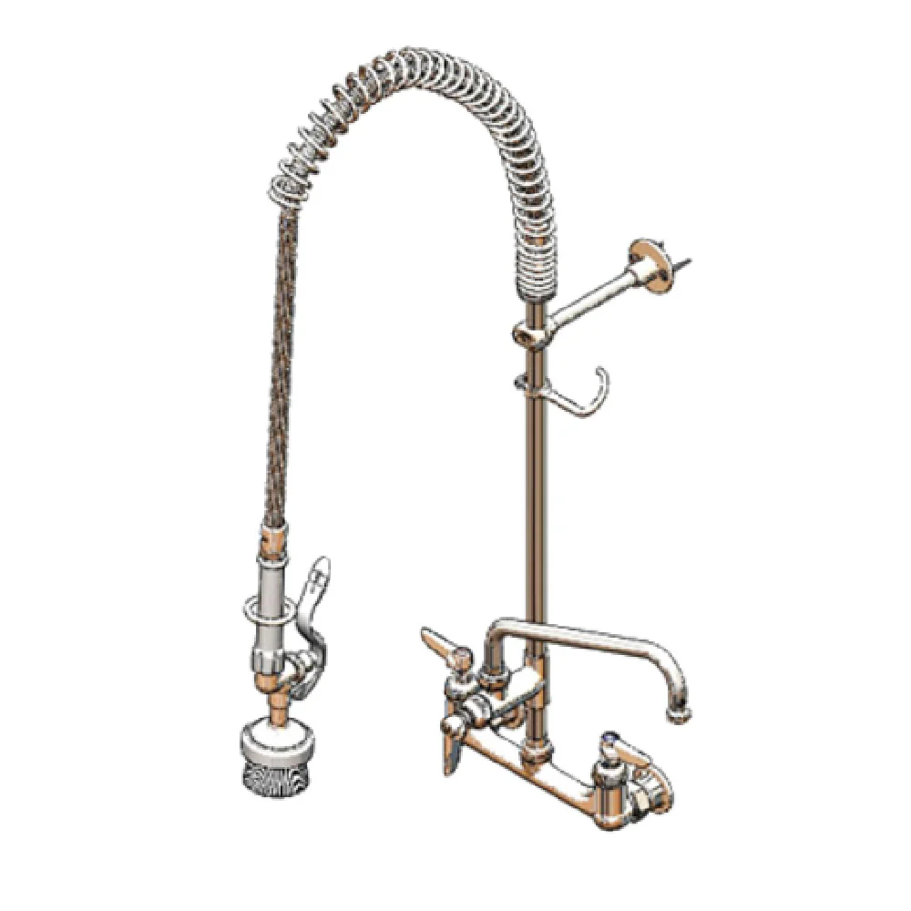T&S Brass B-0133-ADF16-BR Pre-Rinse Unit 8 Inch Centers with Flexible Hose and Wall Bracket