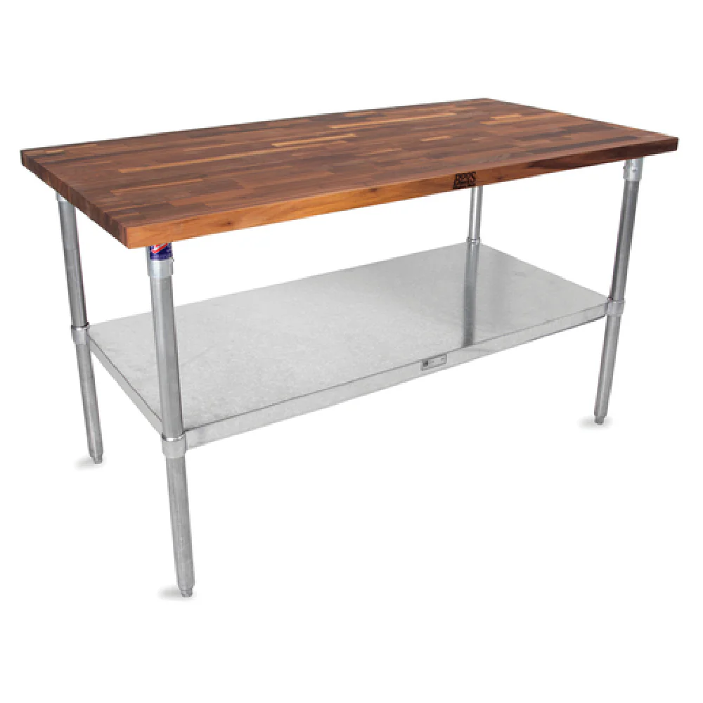 John Boos WAL-JNS03-O 60 Inch Work Table Wood Top American Black Walnut with Oil Finish