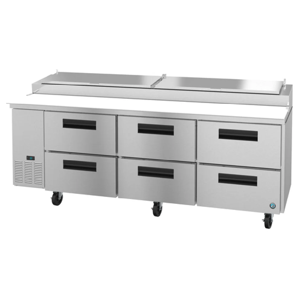 Hoshizaki PR93A-D6 93 Inch Stainless Steel Pizza Prep Table 30.0 cu ft with 6 Drawers