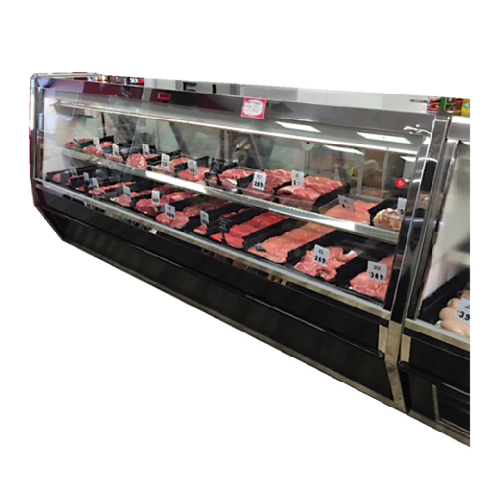 Howard-McCray SC-CMS40E-6-BE-LED 75-1/2 Inch Red Meat Service Case stainless steel and black exterior