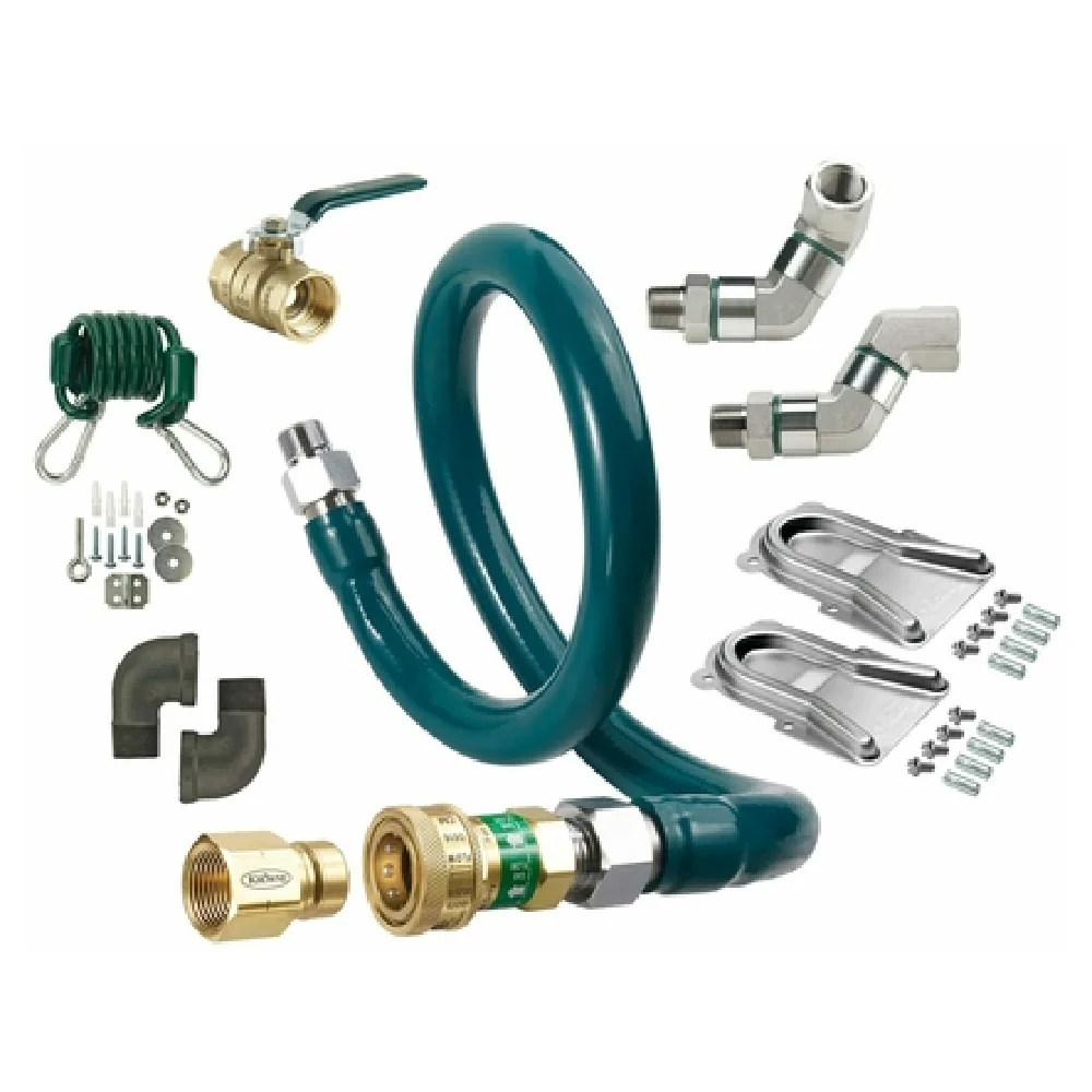 Krowne M12536K12 1-1/4 Inch Inside Diameter Gas Connector Kit Plastic Coated Stainless Steel with Restraining Device and Quick Disconnect - 36 Inch