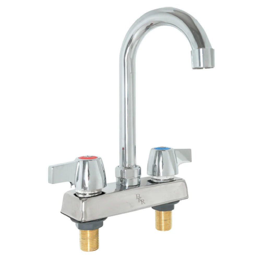 BK Resources BKD-5G-G Deck Mount Faucet 4 Inch OC with Gooseneck Spout Polished Nickel Chrome Finish BK Resources BKD-5G-G Deck Mount Faucet 4 Inch OC with Gooseneck Spout Polished Nickel Chrome Finish