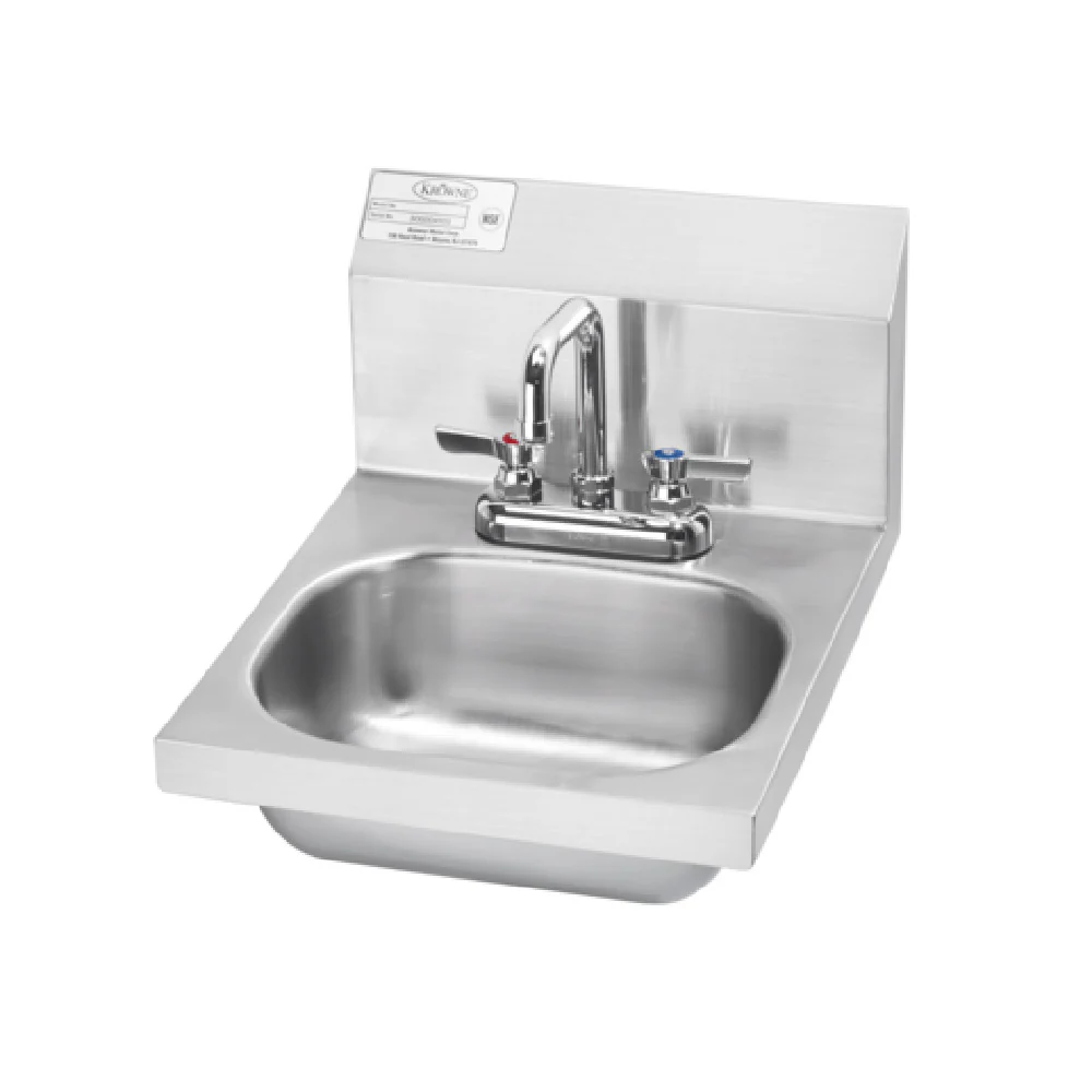 Krowne HS-18 14-1/16 Inch Hand Sink Wall Mount Stainless Steel with Faucet Krowne HS-18 14-1/16 Inch Hand Sink Wall Mount Stainless Steel with Faucet