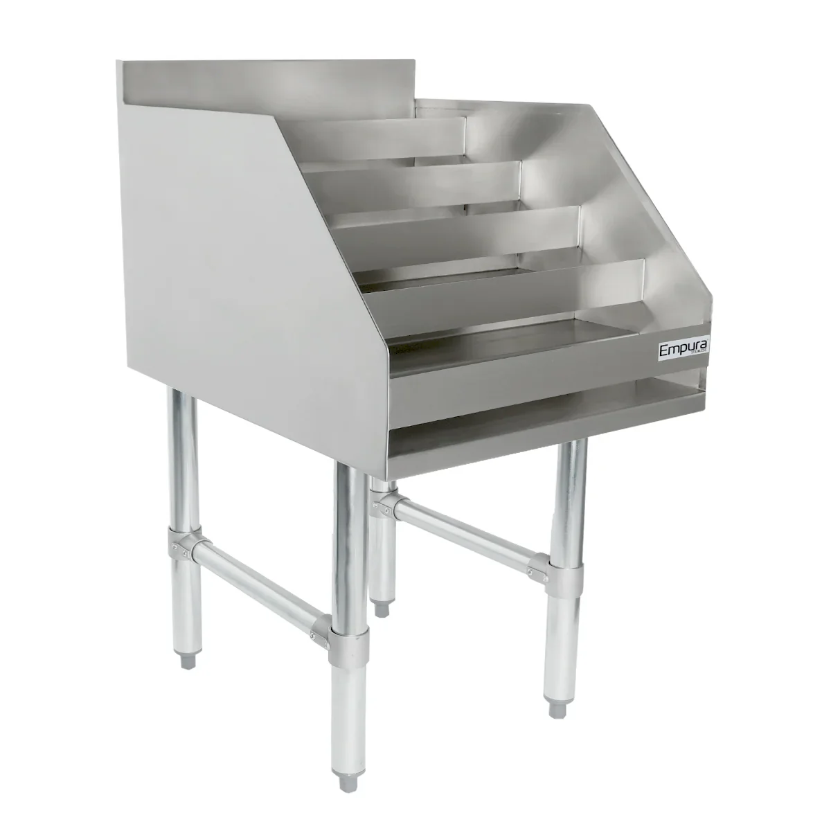 Empura ELS1823 18 Inch Underbar Liquor Display Stand 18 Gauge Stainless Steel with Steps