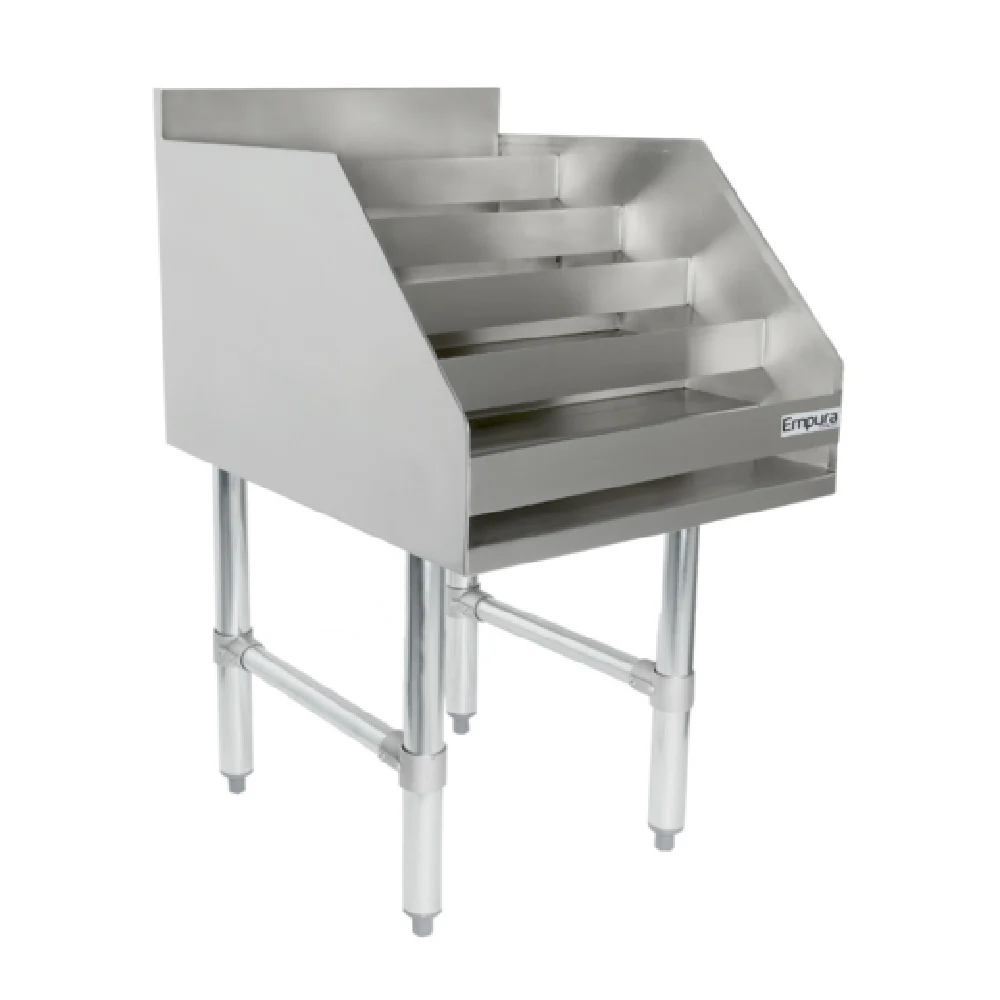 Empura ELS1823 18 Inch Underbar Liquor Display Stand 18 Gauge Stainless Steel with Steps Empura ELS1823 18 Inch Underbar Liquor Display Stand 18 Gauge Stainless Steel with Steps