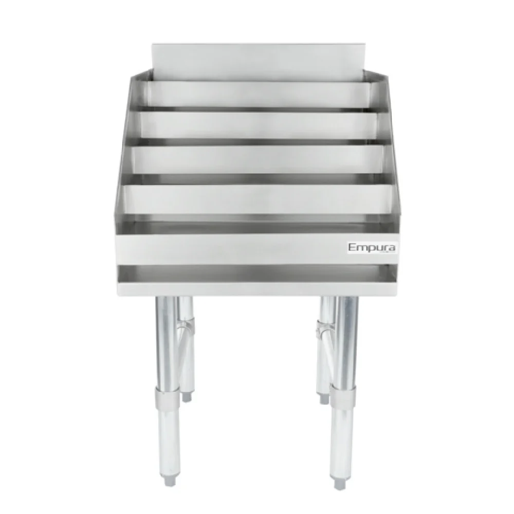 Empura ELS1823 18 Inch Underbar Liquor Display Stand 18 Gauge Stainless Steel with Steps Empura ELS1823 18 Inch Underbar Liquor Display Stand 18 Gauge Stainless Steel with Steps