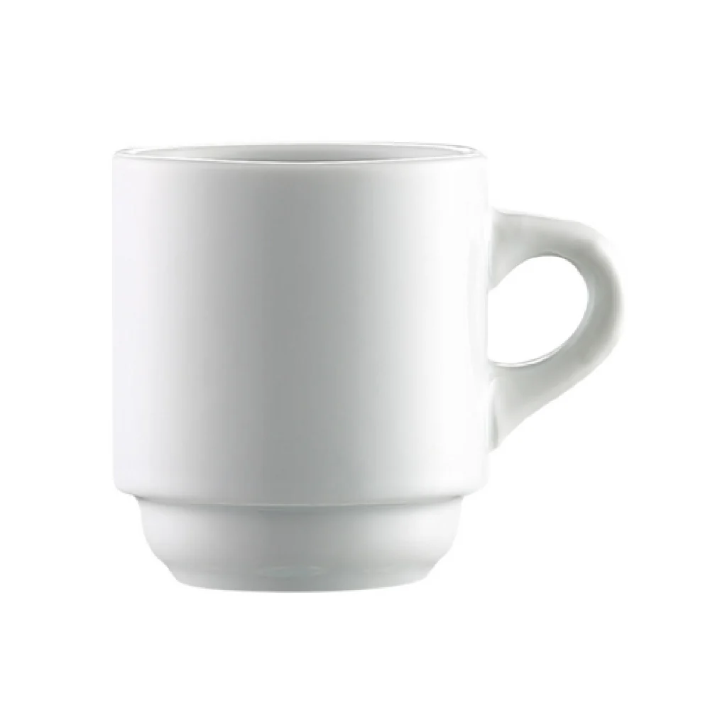 CAC China RCN-T35 3-1/2 Oz. Round Cup Stackable Porcelain Super White