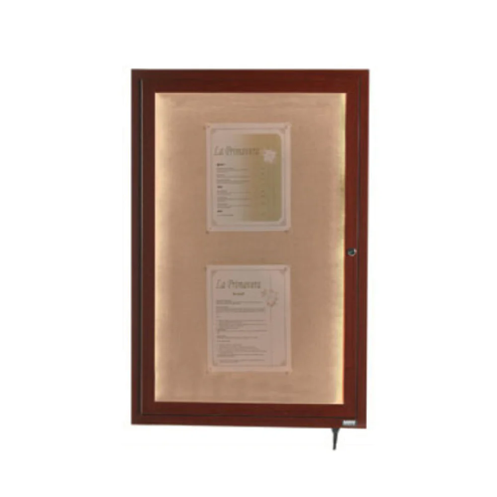 Aarco LWL3624W 24 Inch Enclosed Display Case with LED Lighting Aluminum Frame Walnut Finish
