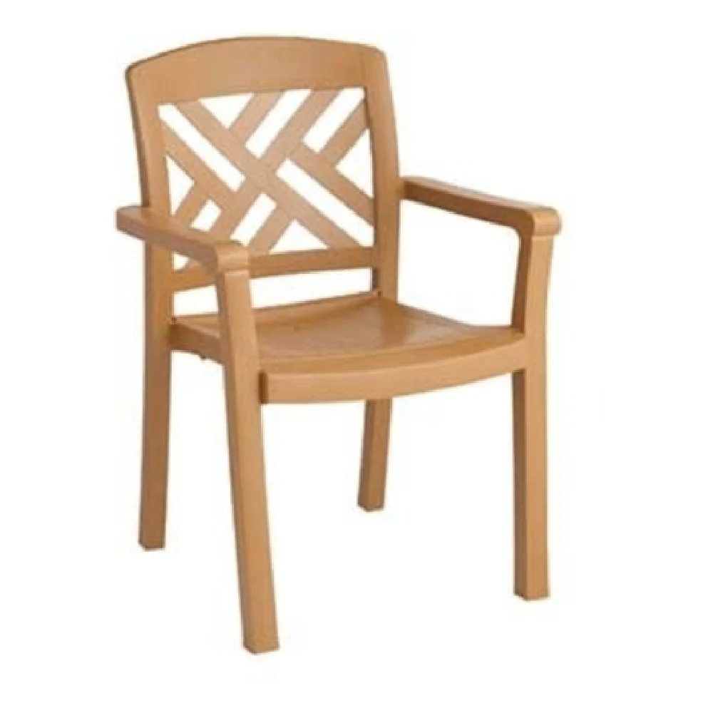 Grosfillex US451408 24 Inch Stacking Armchair Outdoor Teakwood Resin with Descriptors Grosfillex US451408 24 Inch Stacking Armchair Outdoor Teakwood Resin with Descriptors