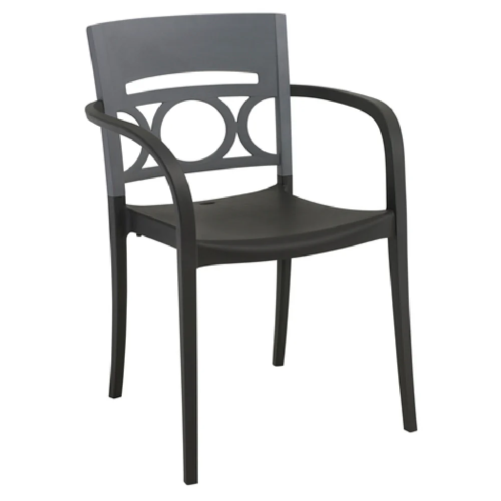 Grosfillex US655579 19 Inch Moon Stacking Arm Chair Resin Outdoor Design