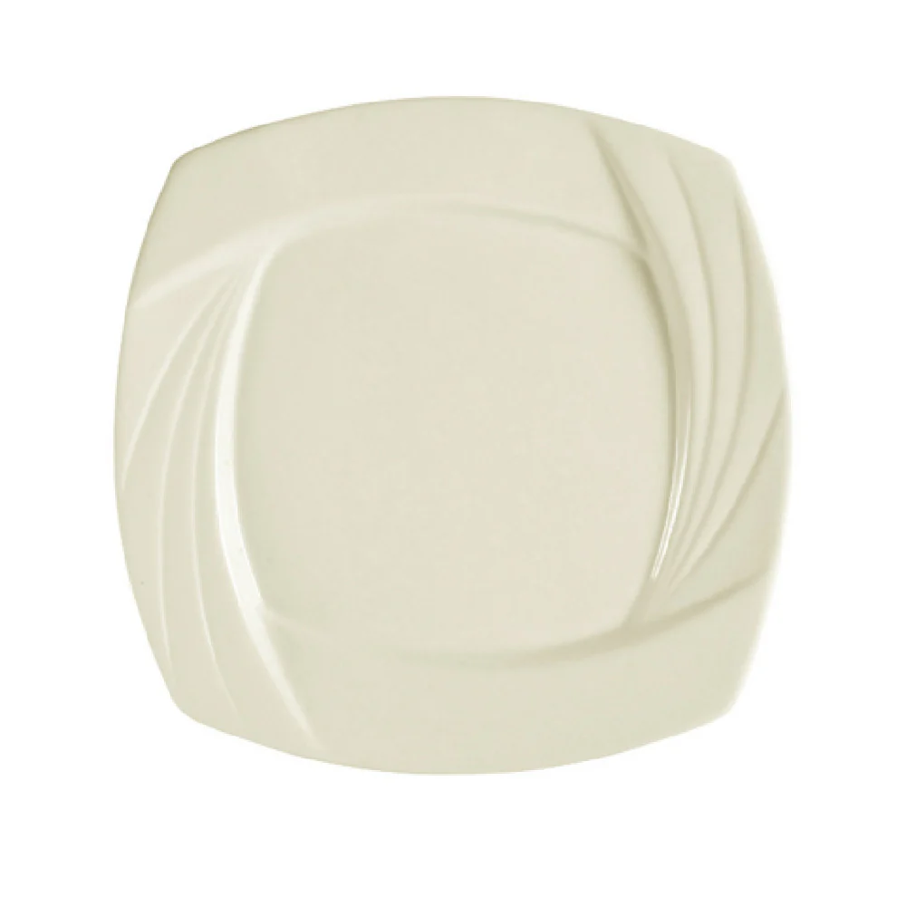CAC China GAD-SQ16 10-1/2 Inch Square Plate with Embossed Rim Porcelain