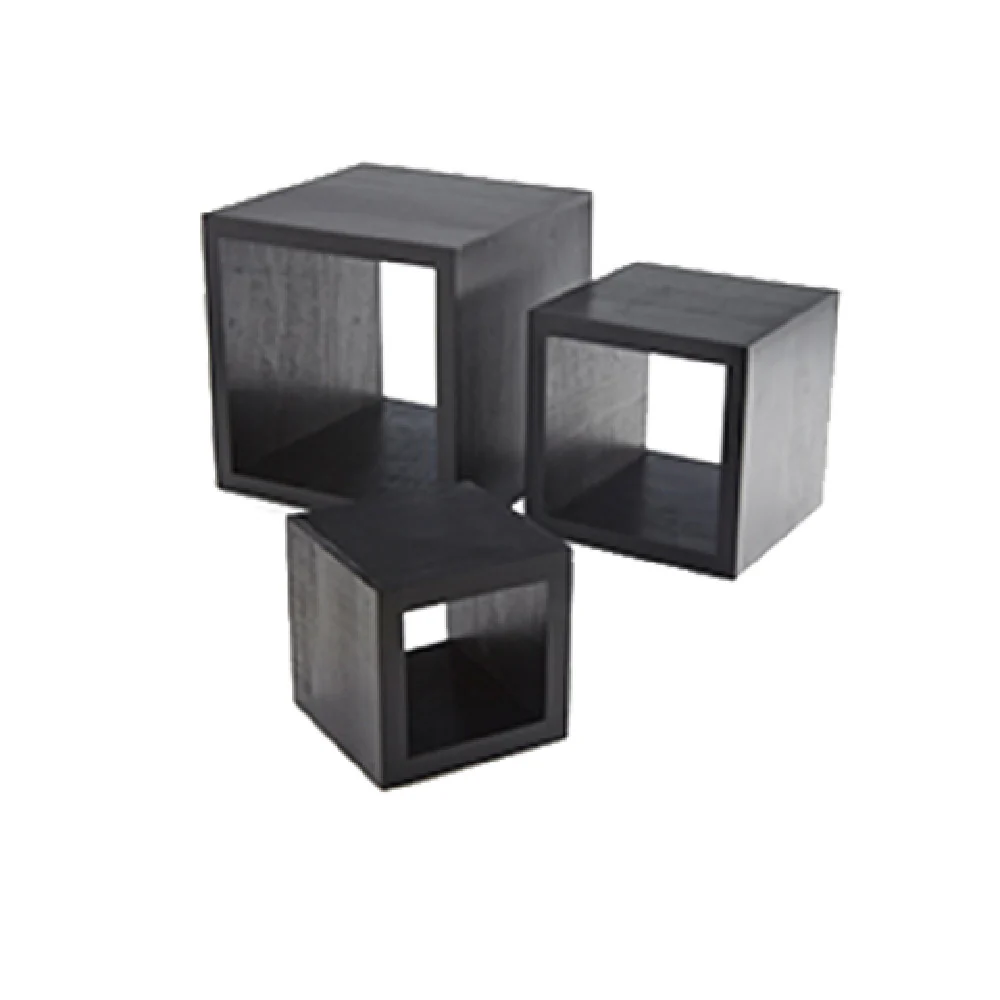 American Metalcraft RSB1 5 Inch Wood Display Riser Set of 3 Black