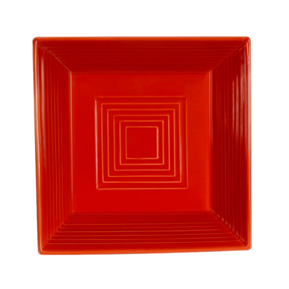 CAC China TG-B6-R 15 Oz Square Bowl Embossed Porcelain Red - 2 Dozen Cases