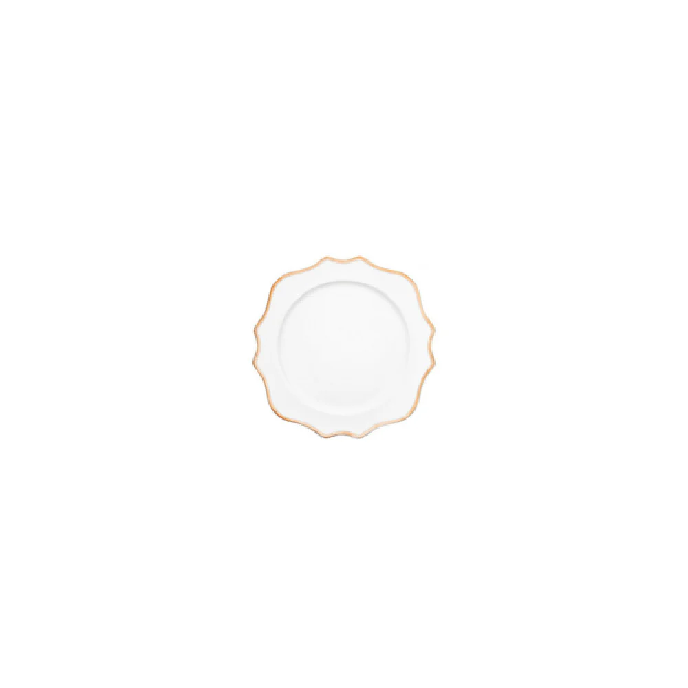 Fortessa RRP.TRIESTEG.03 6 Inch China Gold Flat Edge Plate with Dishwasher Safe