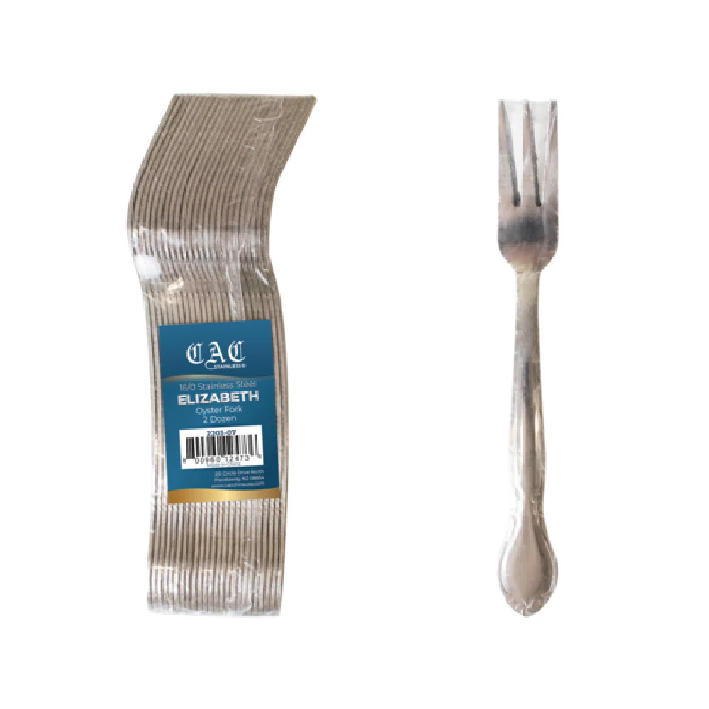 CAC China 2203-07 6 Inch Elizabeth Oyster Fork with High Weight Stainless Steel Frost Finish