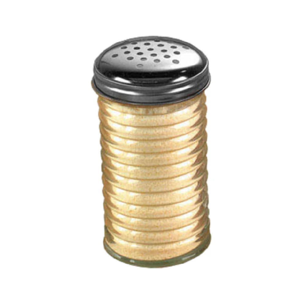 American Metalcraft BEE312 12 Oz Cheese Shaker Round Fluted Glass with Stainless Steel Top