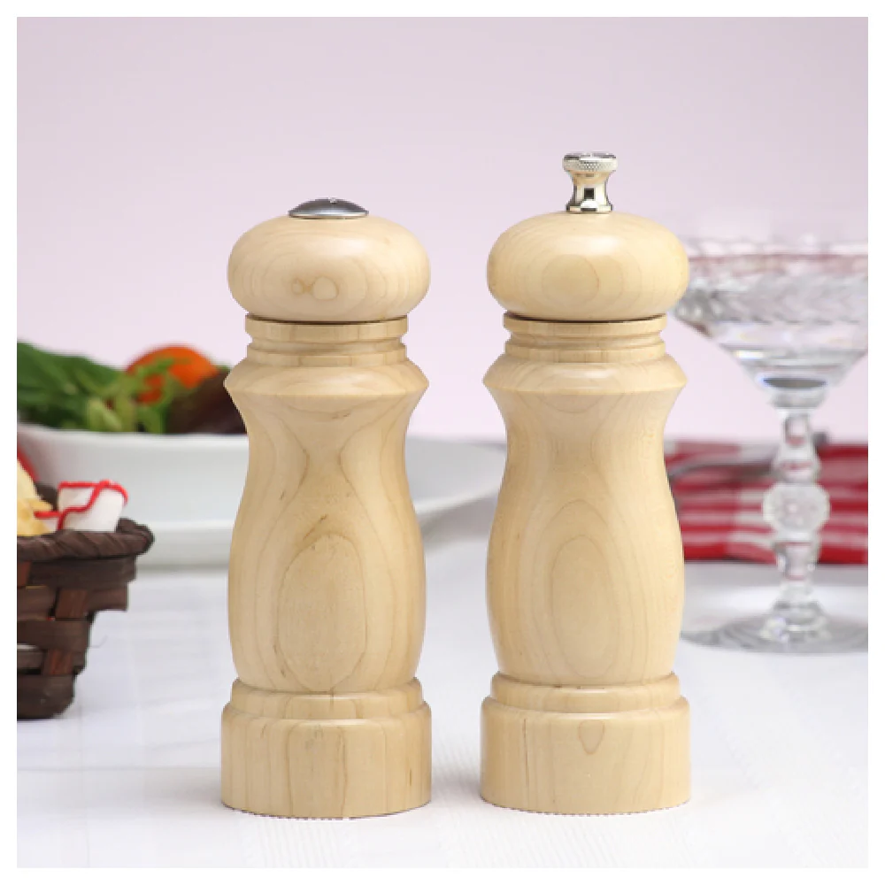 Chef Specialties 06200 6 Inch Pepper Mill and Salt Shaker Set Wood Stainless Steel Chef Specialties 06200 6 Inch Pepper Mill and Salt Shaker Set Wood Stainless Steel