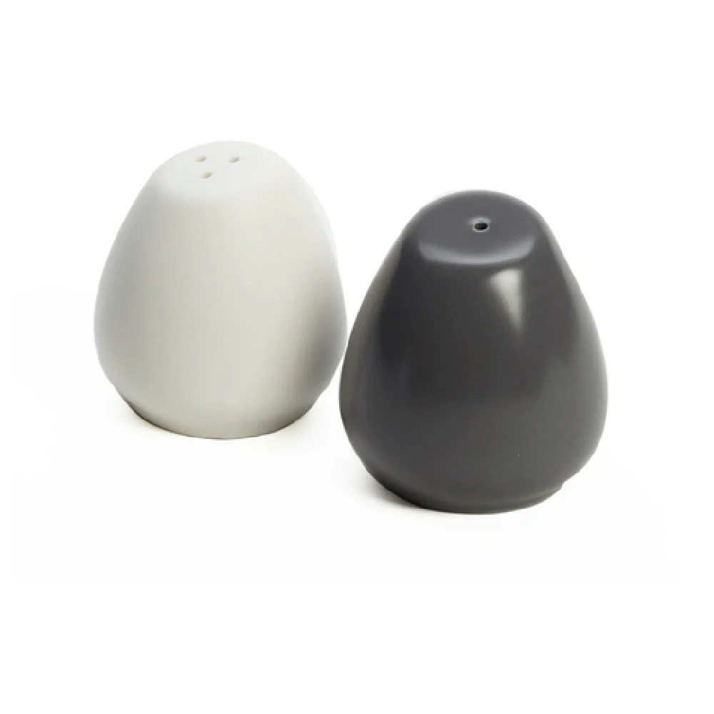 American Metalcraft PSP2 2 Oz Porcelain Salt and Pepper Shaker Set White Grey