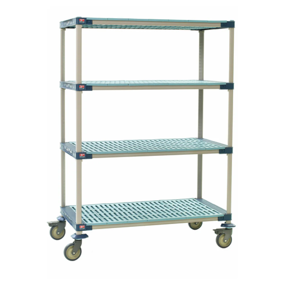 Metro X356PG4 48 Inch Four Tier Mobile Shelving Unit Blue Polymer with Antimicrobial