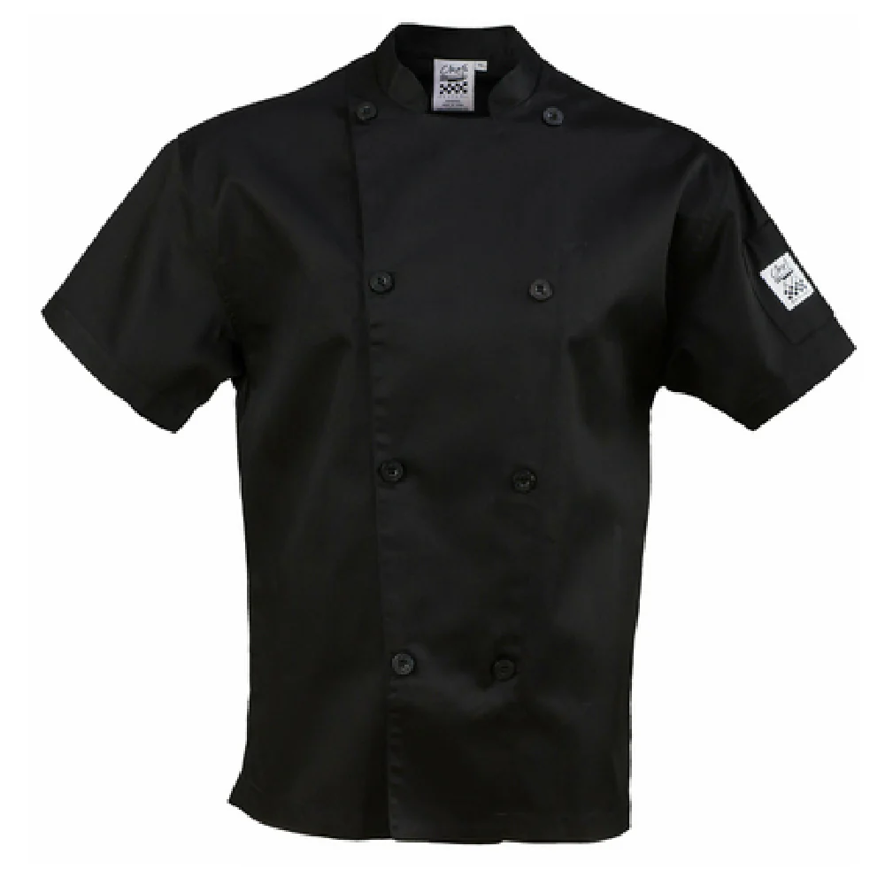 John Ritzenthaler Company J205BK-XS X-small Chef's Coat Short Sleeve Black Poly/cotton