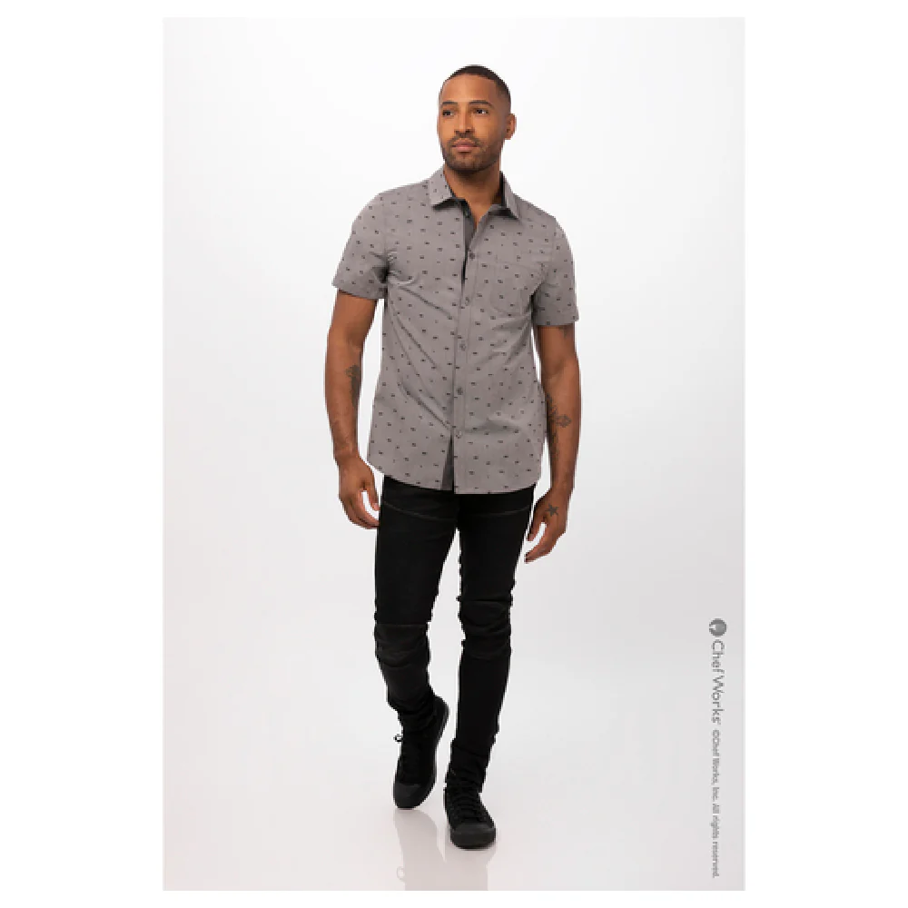 Chef Works SHC10-GRY-XL Cook's Shirt Short Sleeve Poly/Cotton Gray Chef Works SHC10-GRY-XL Cook's Shirt Short Sleeve Poly/Cotton Gray