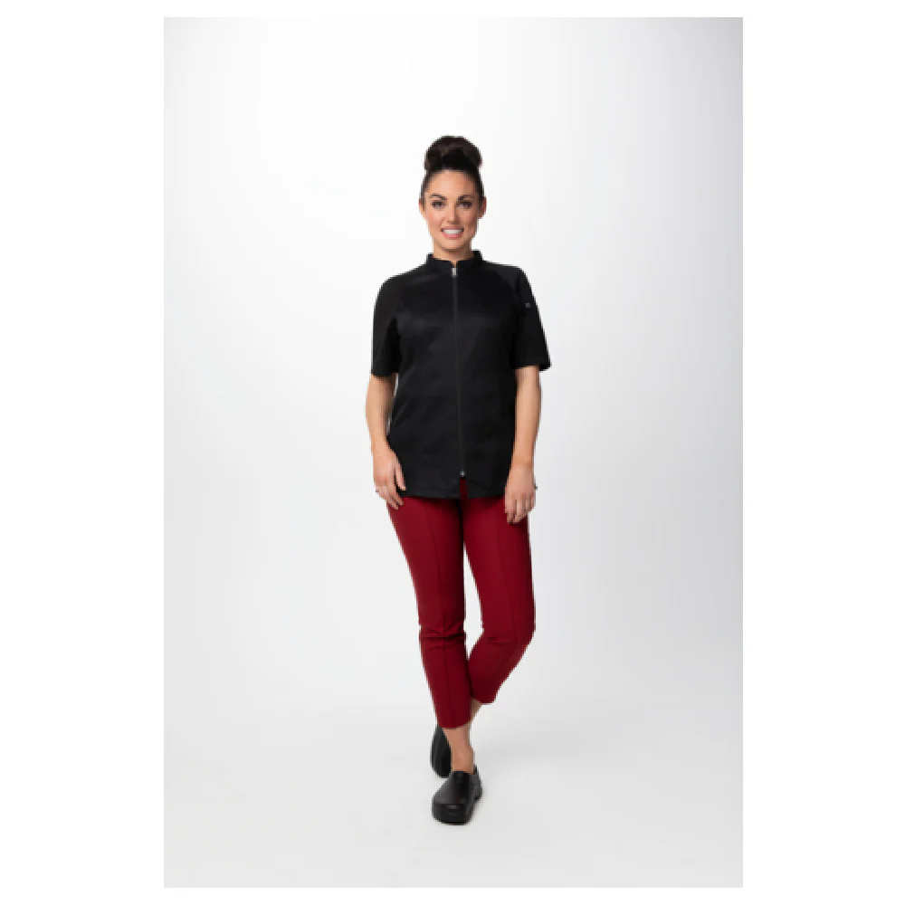 Chef Works CBZ04W-BLK-3XL 37 Inch Women's Chef Coat Raglan Short Sleeve Center Zipper