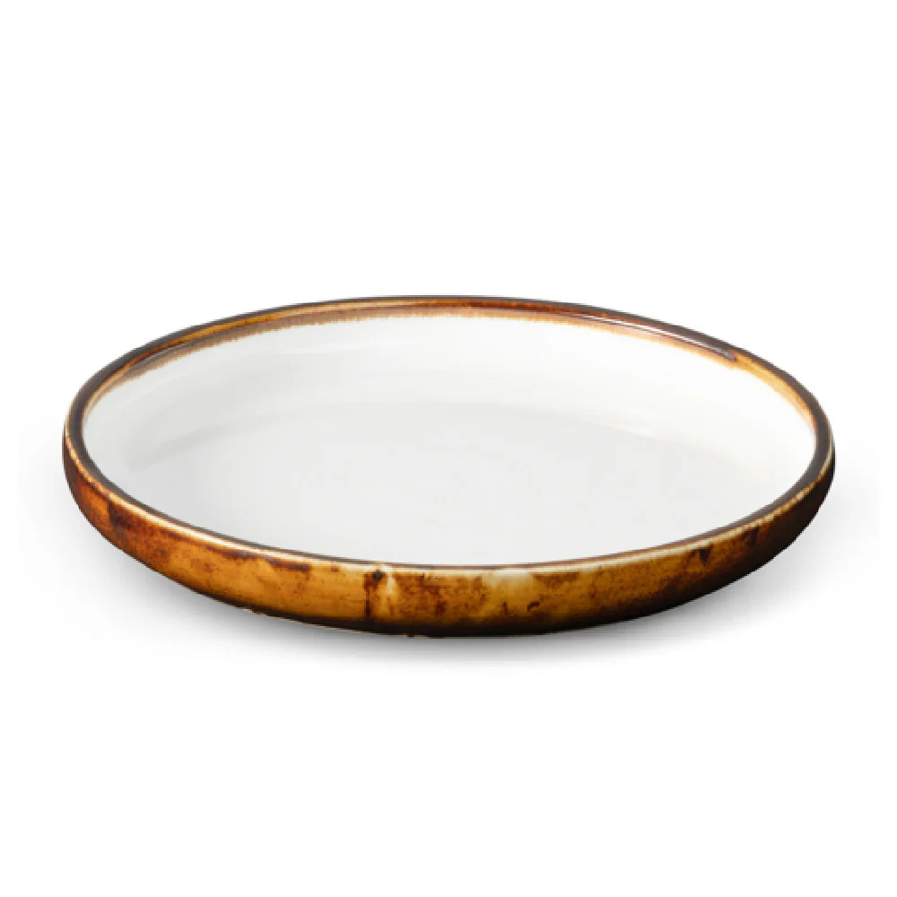 Bon Chef 2020024P 10 Inch Tavola Round Plate Porcelain Amaretto with Inner White Bon Chef 2020024P 10 Inch Tavola Round Plate Porcelain Amaretto with Inner White