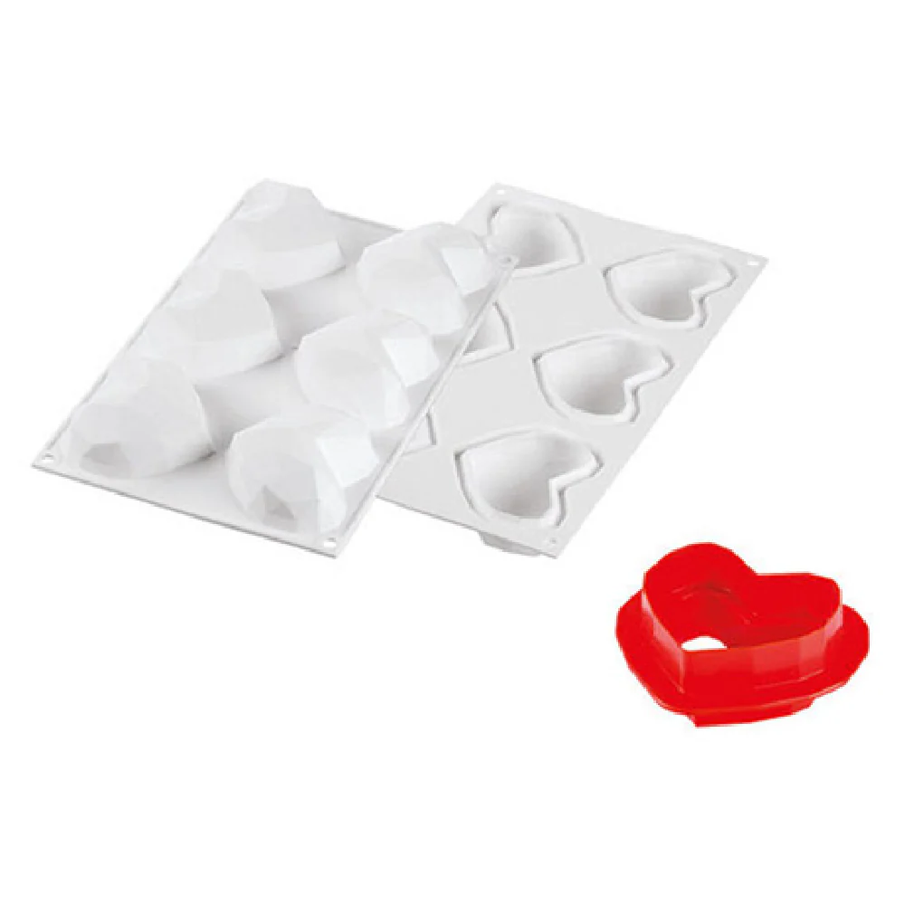 Louis Tellier CURVE AMORINI ORIGAMI 3.3 Inch Food Mold Mini Heart Silicone