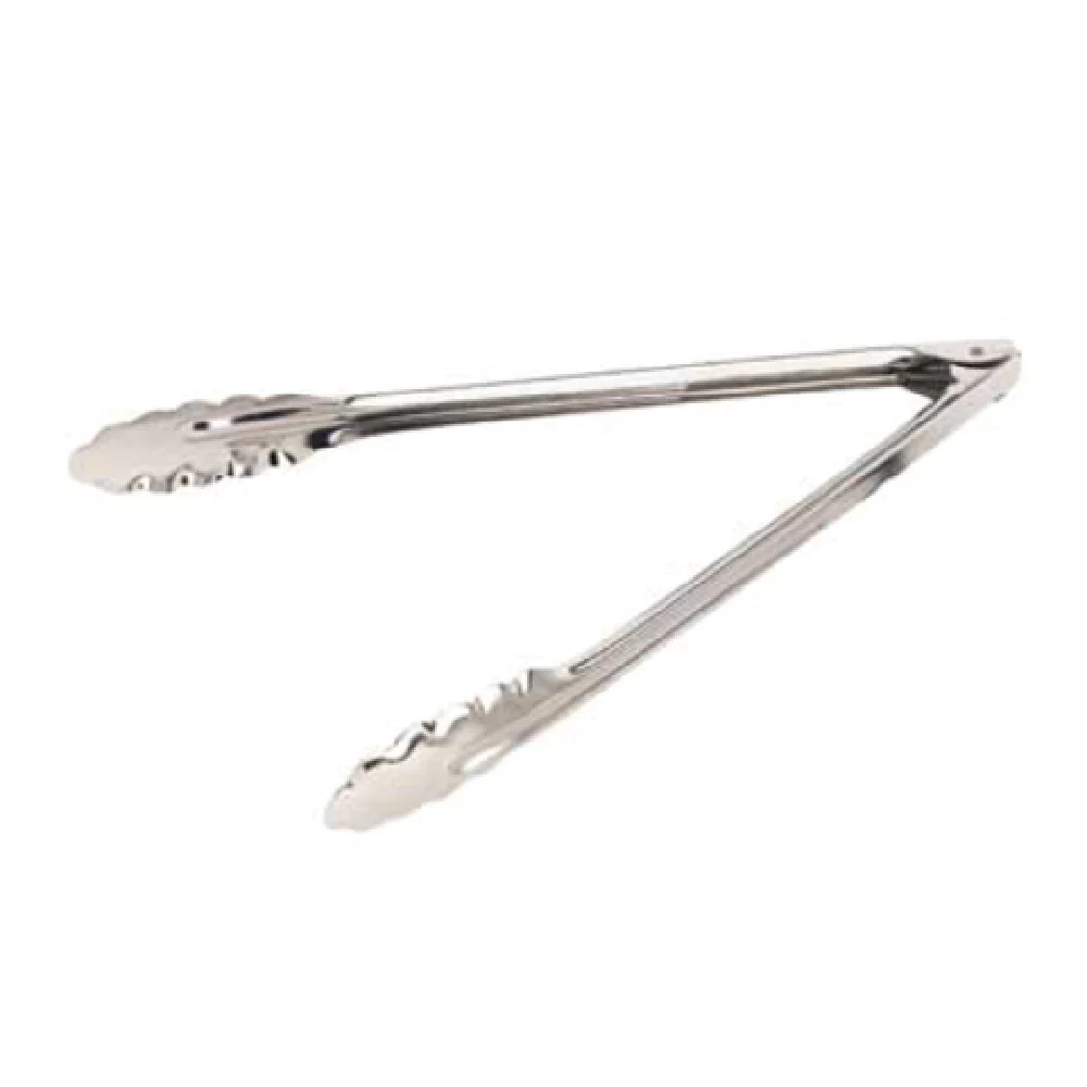 Crestware TNGT10 9-1/2 Inch Hinged Utility Tongs Scalloped Edge Stainless Steel