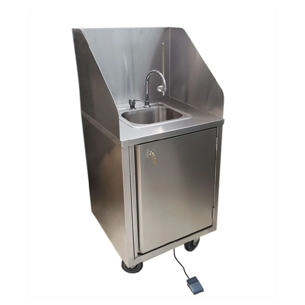 BK Resources MHS-2424-C-DM 12 Inch Mobile Handwash Sink Cold Water with Soap and Towel Dispenser BK Resources MHS-2424-C-DM 12 Inch Mobile Handwash Sink Cold Water with Soap and Towel Dispenser