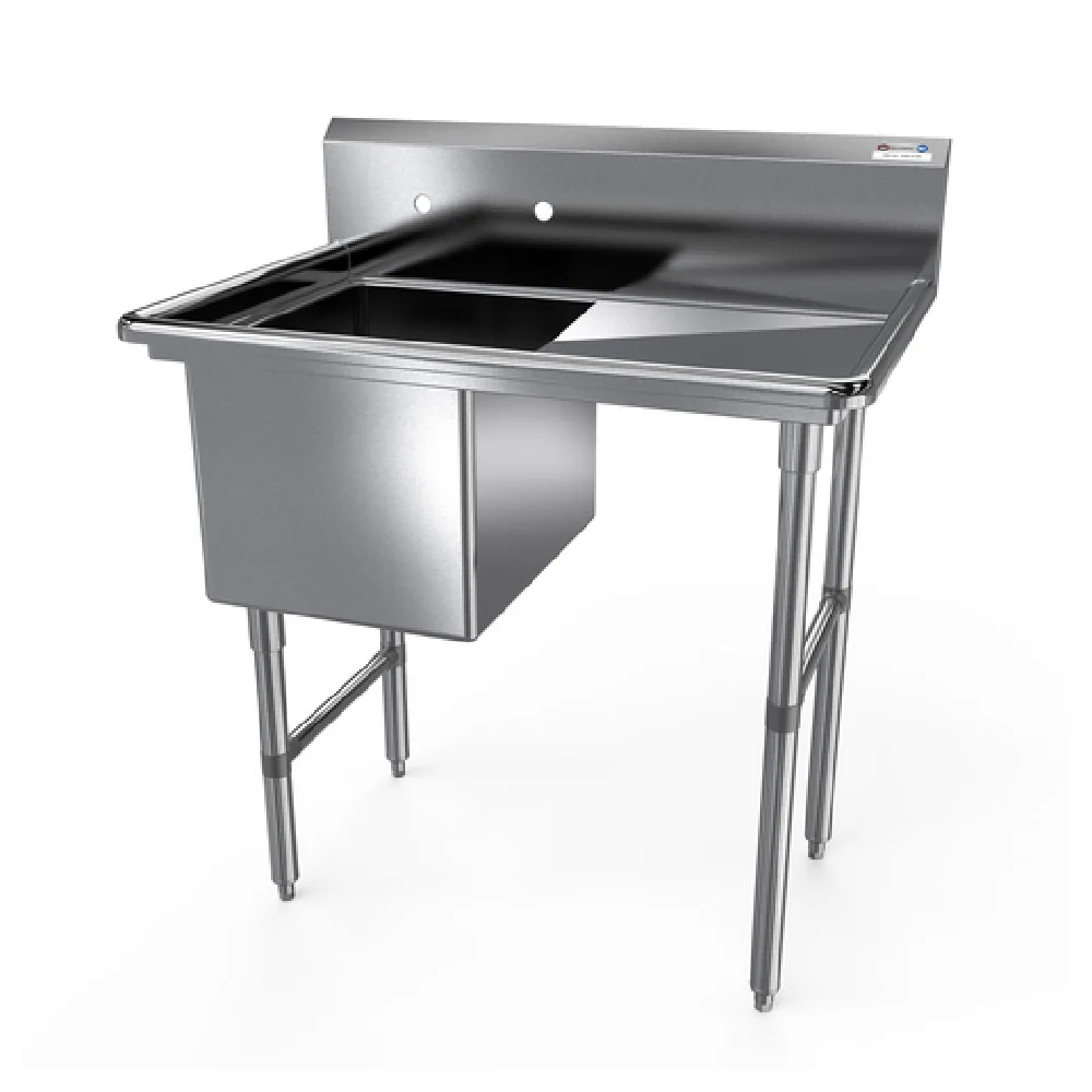 NBR Equipment 1SS-182414R24 46 Inch Premium Sink with Drainboard Stainless Steel NBR Equipment 1SS-182414R24 46 Inch Premium Sink with Drainboard Stainless Steel
