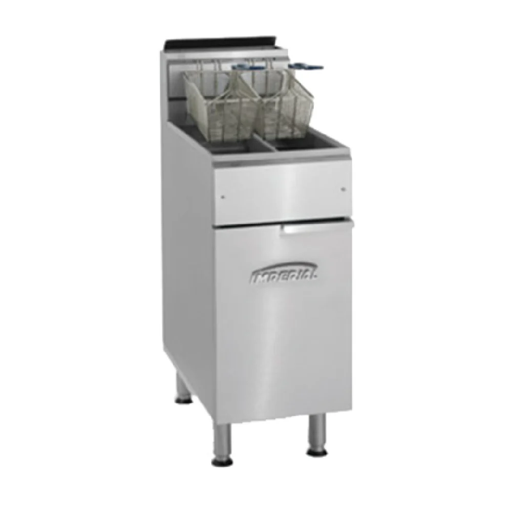 Imperial IFS-2525_LP 15 Inch Gas Deep Fryer with 2 Half Size Pots 140000 BTU
