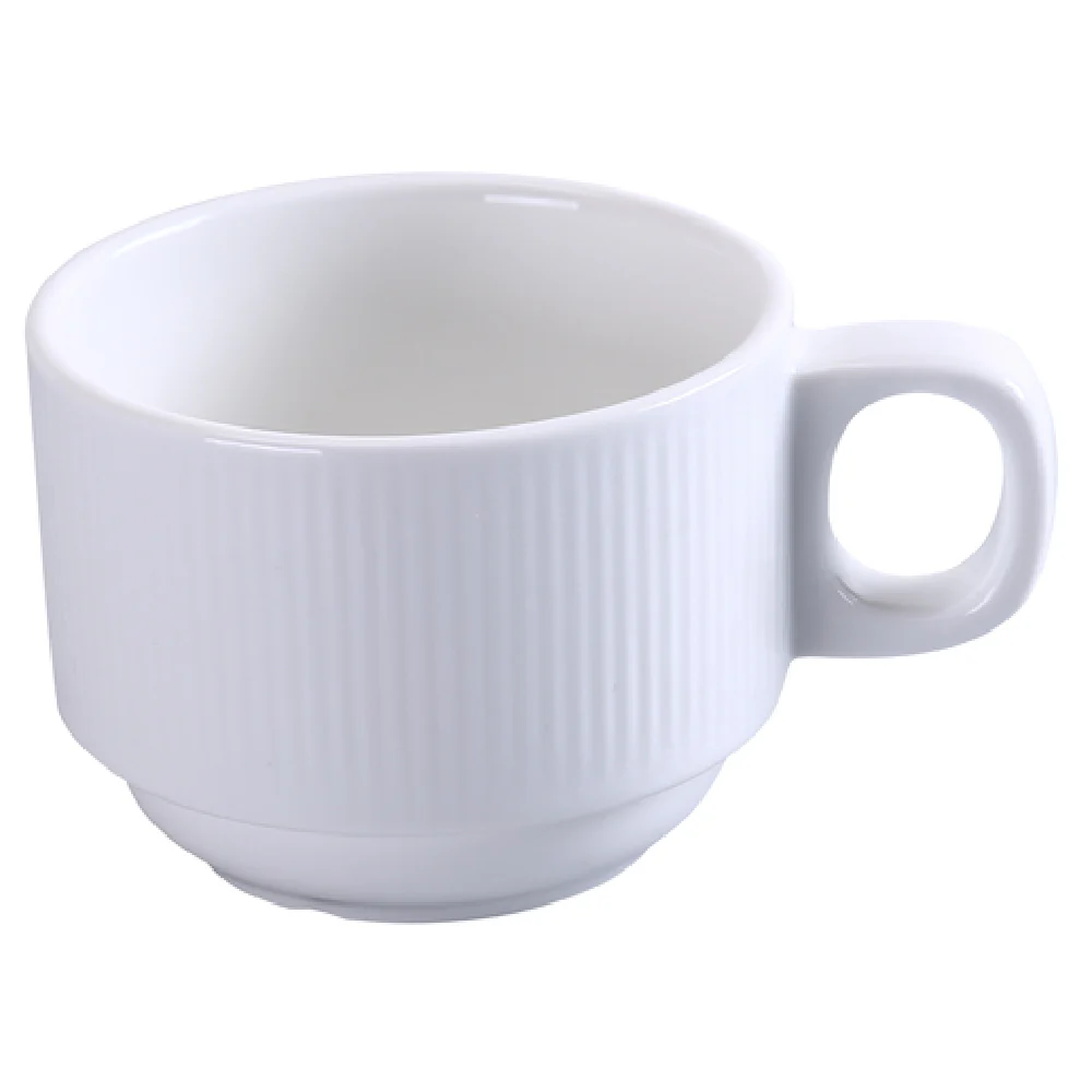 Yanco SI-001 7 Oz. White Porcelain Tea Cup with Handle 3-3/8 Inch Diameter