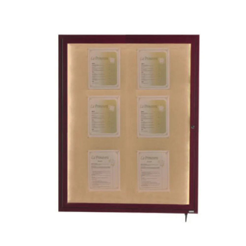 Aarco LWL4836C 36 Inch Display Case Enclosed Lockable Burlap Vinyl Cherry