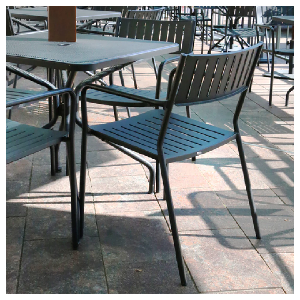 emuamericas llc E147-24 22 Inch Outdoor Armchair Steel with Slat Back and Seat emuamericas llc E147-24 22 Inch Outdoor Armchair Steel with Slat Back and Seat