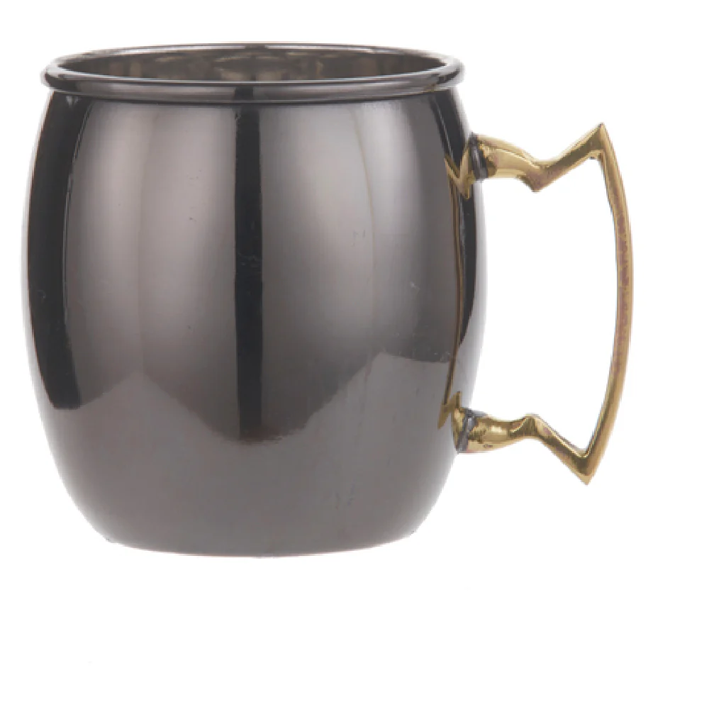 American Metalcraft BM16P 16 Oz Moscow Mule Mug with Brass Handle Stainless Steel Black Satin Finish